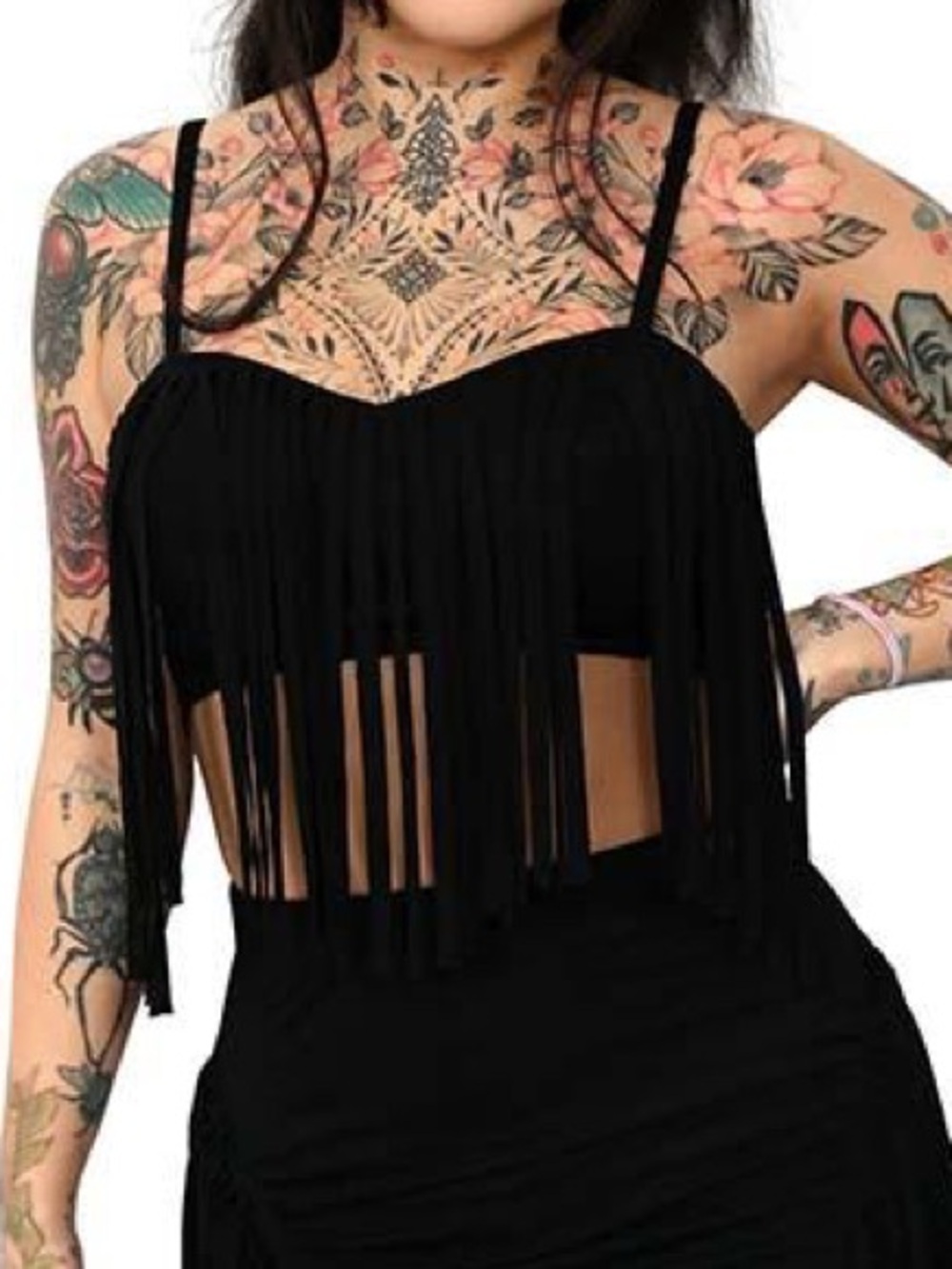 FOXBLOOD Black Fringe CropTop - Picture 4 of 4